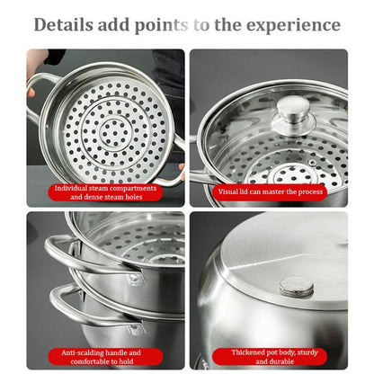 Stainless Steel Multifunctional Double-Layer Pot & Steamer