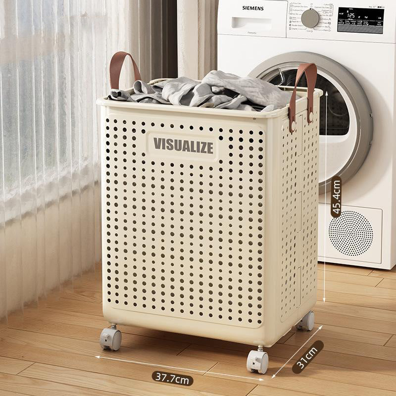 Collapsible Laundry Basket with Wheel & Handle