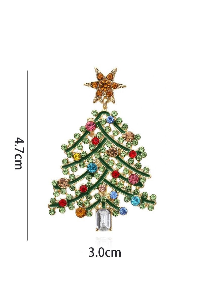 Pendientes colgantes con forma de árbol de Navidad y diamantes de imitación