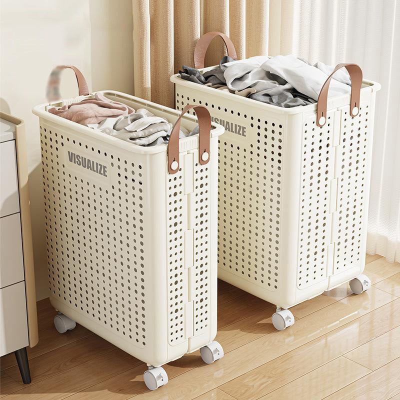 Collapsible Laundry Basket with Wheel & Handle