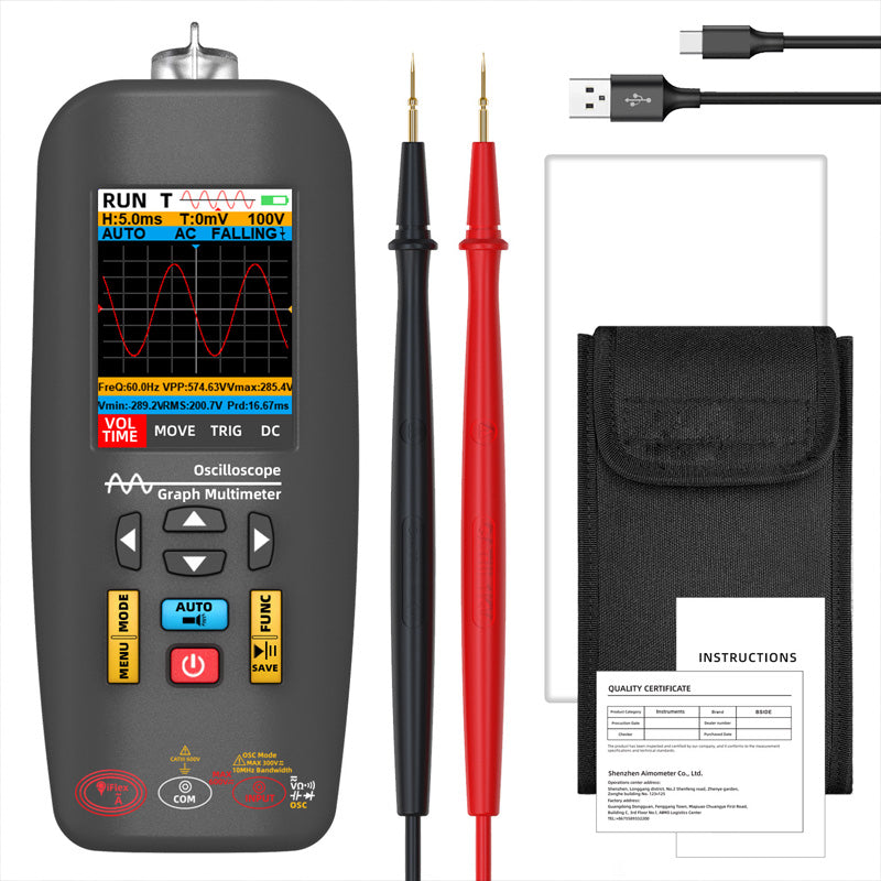 3-in-1 Handheld Graphics Multimeter - Oscilloscope, Inspectior & Flashlight