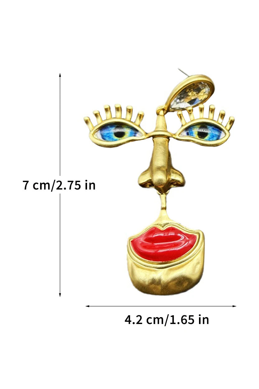 Pendientes de botón con cara retro de ojos malvados