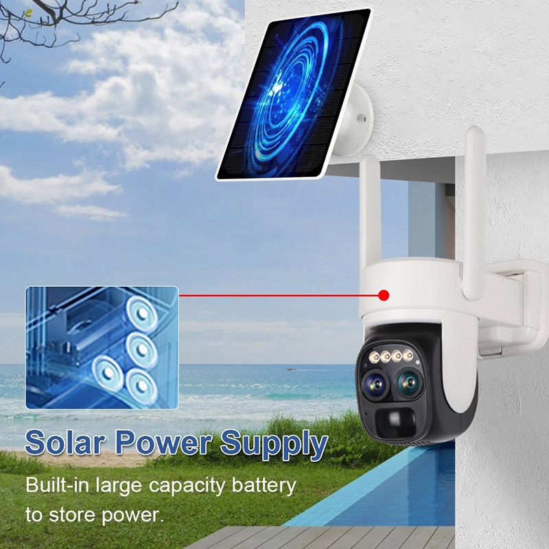 10X Zoom Dual Lens Remote Night Vision Solar Surveillance Camera