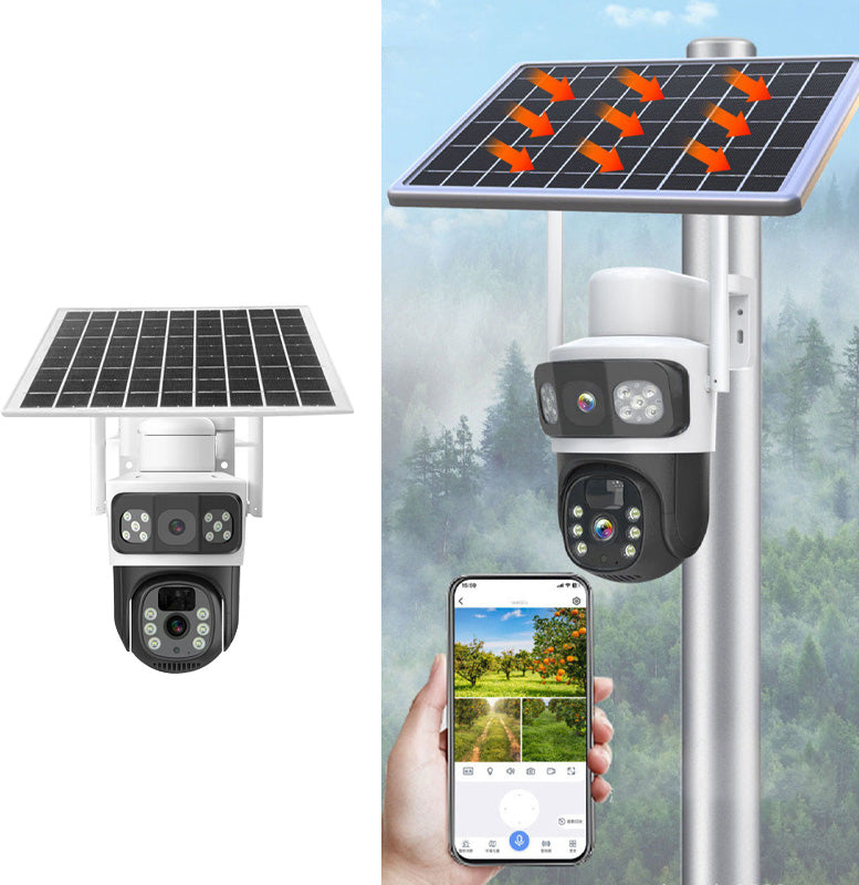 Wireless Outdoor Solar Security Cameras with Dual Lens