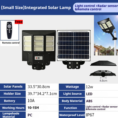 Solar Parking Lot Lights,Street Light Solar Powered, IP67 Waterproof Solar Wide Angle Lamp with Motion Sensor for Yard, Road