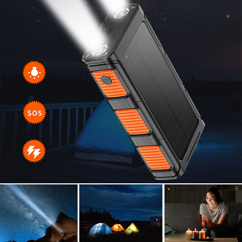 Portable Solar Power Bank with Built-In Cables