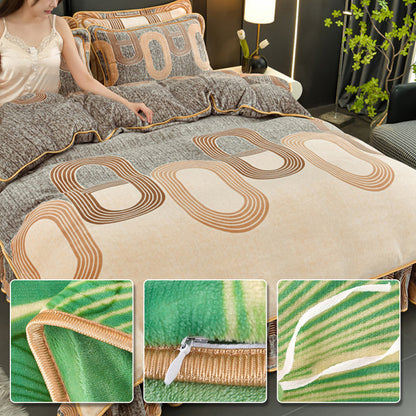 4 Piece Print Cozy Comforter Bedding Sets