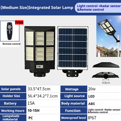 Solar Parking Lot Lights,Street Light Solar Powered, IP67 Waterproof Solar Wide Angle Lamp with Motion Sensor for Yard, Road