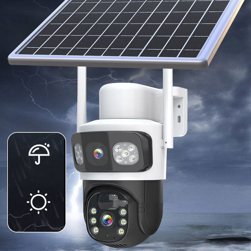 Wireless Outdoor Solar Security Cameras with Dual Lens