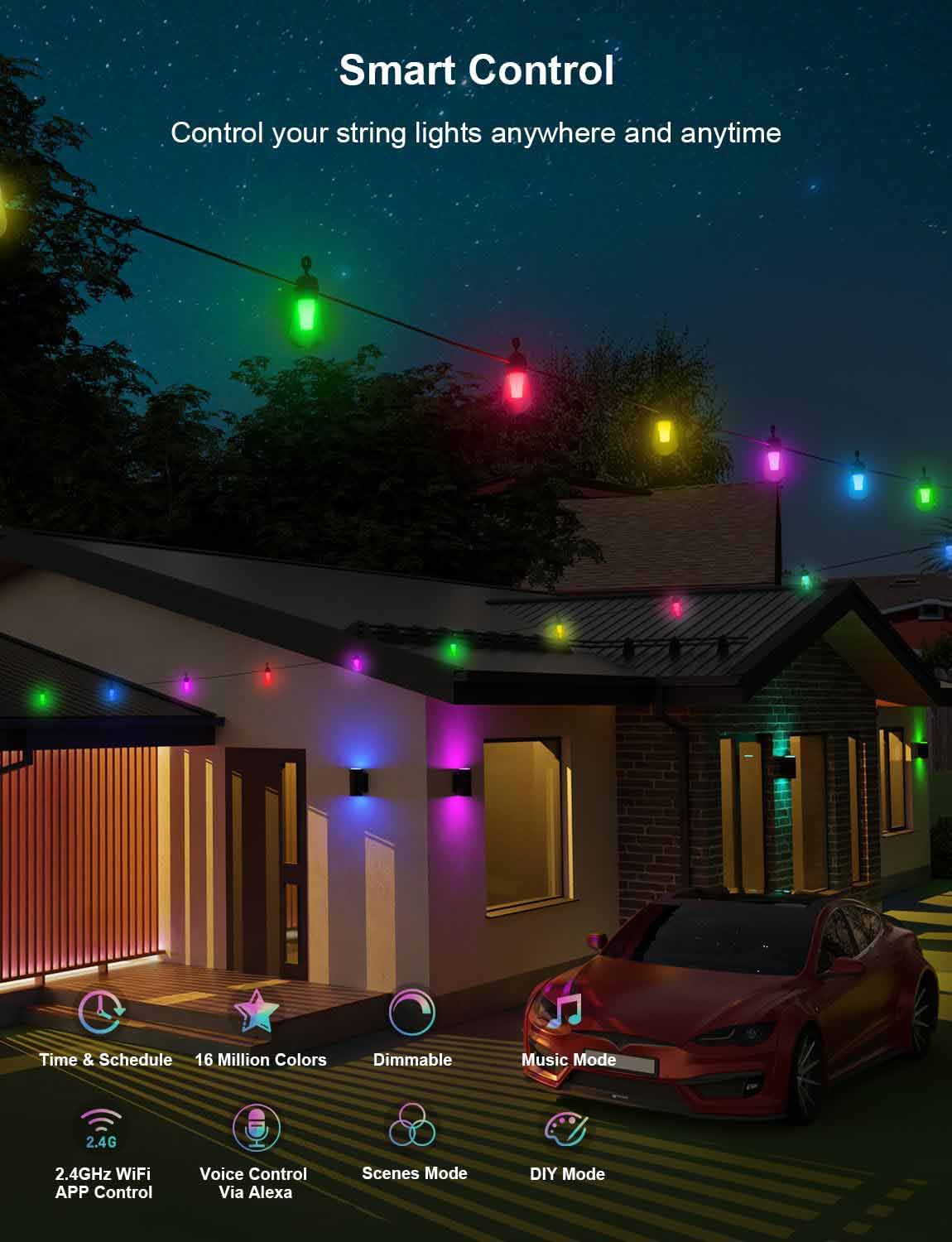 Witimselsolar RGBW Smart Outdoor String Lights