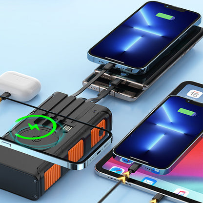 Portable Solar Power Bank with Built-In Cables