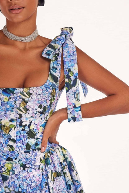 Kacey Hydrangea Printed Strap Maxi Dress