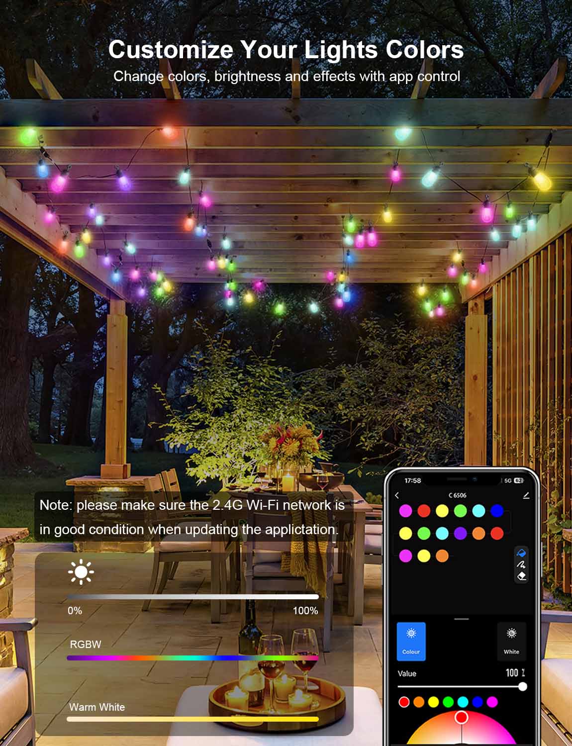 Witimselsolar RGBW Smart Outdoor String Lights