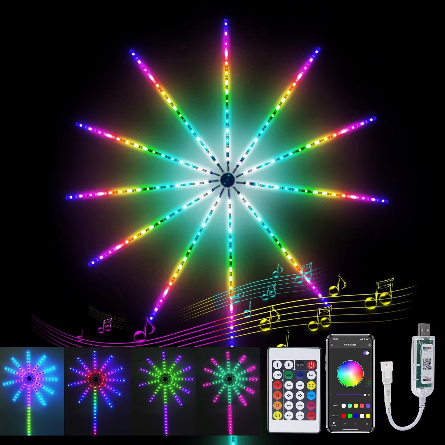 🎁Last Day Promotion 80% OFF - 💡WiFi Bluetooth Smart Fireworks Led Light