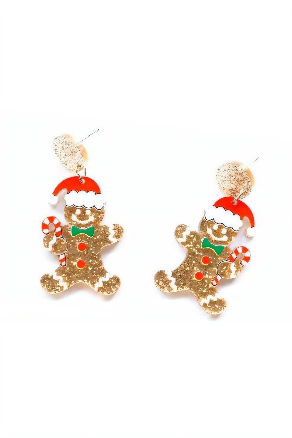 Glitter Gingerbread Man Drop Earrings