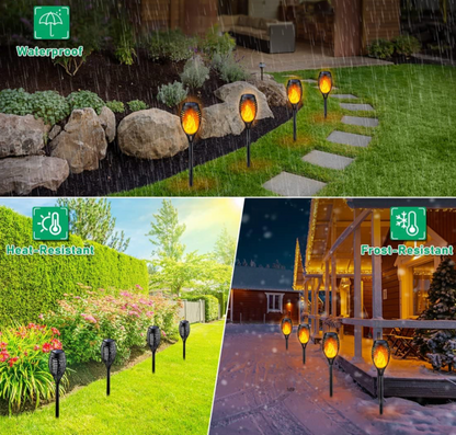 Solar Lights Outdoor, Waterproof Flickering Flames 96 LED Torches Lights